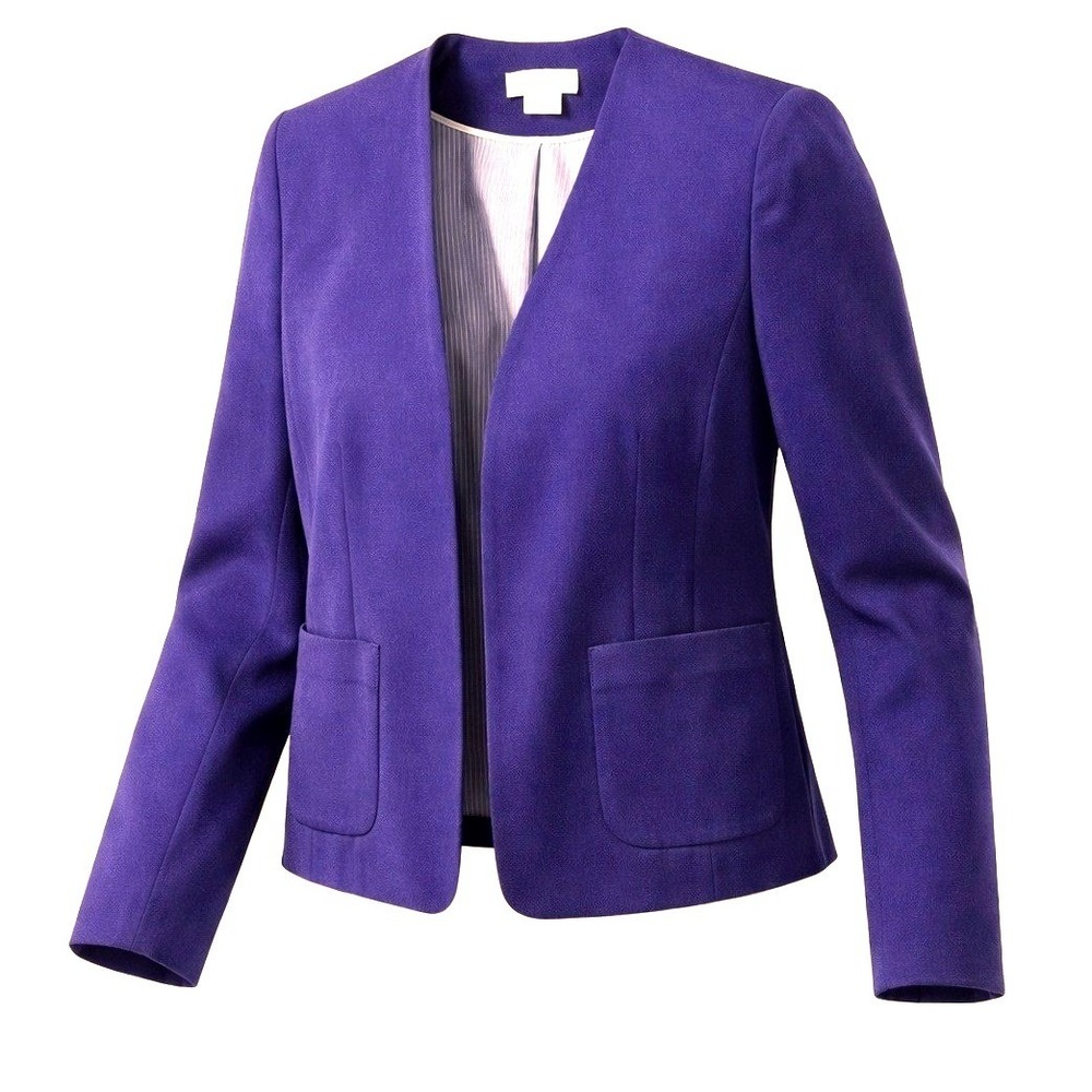 Talbots Women Purple Wool Open Front Blazer Jacket Professional Office Size 6
